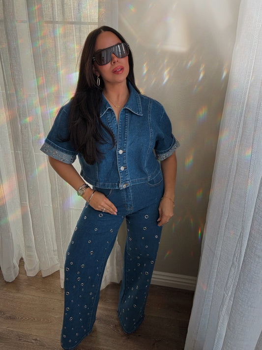 Romy Grommet Denim Set