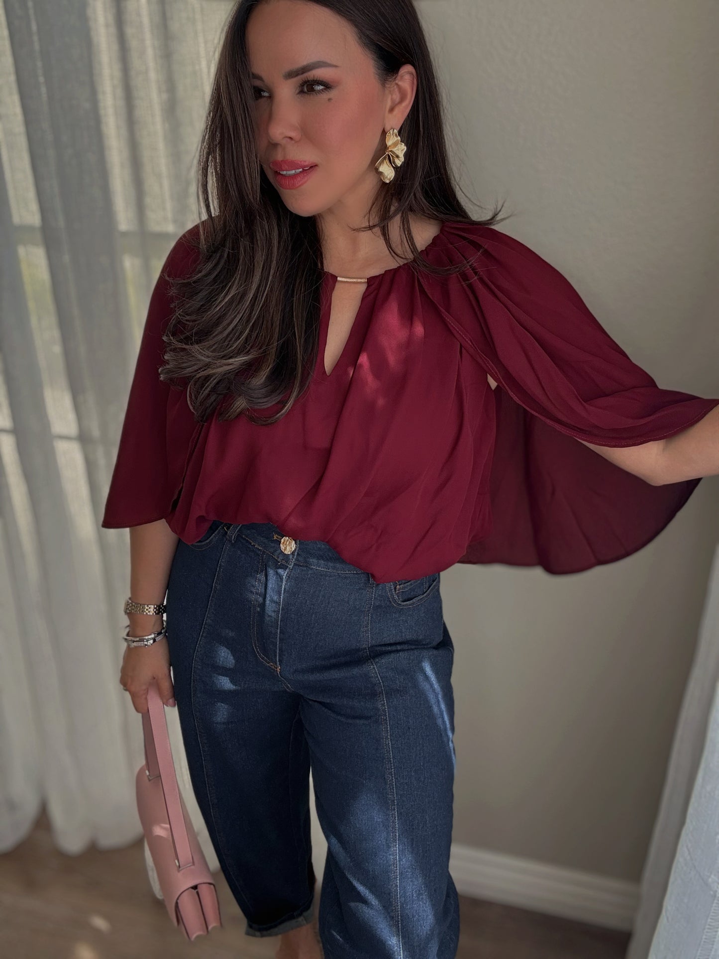 Élan Cape Top | Burgundy