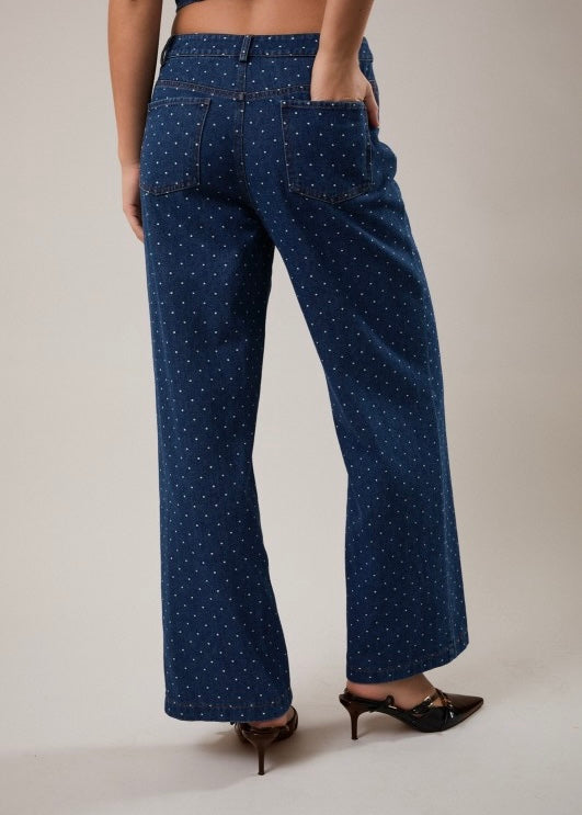 *Last XSmall* Polka Dots Denim Pants