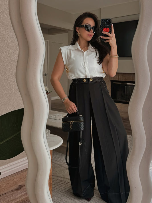 monarch wide leg trouser pantalón fluido sofisticado mujer