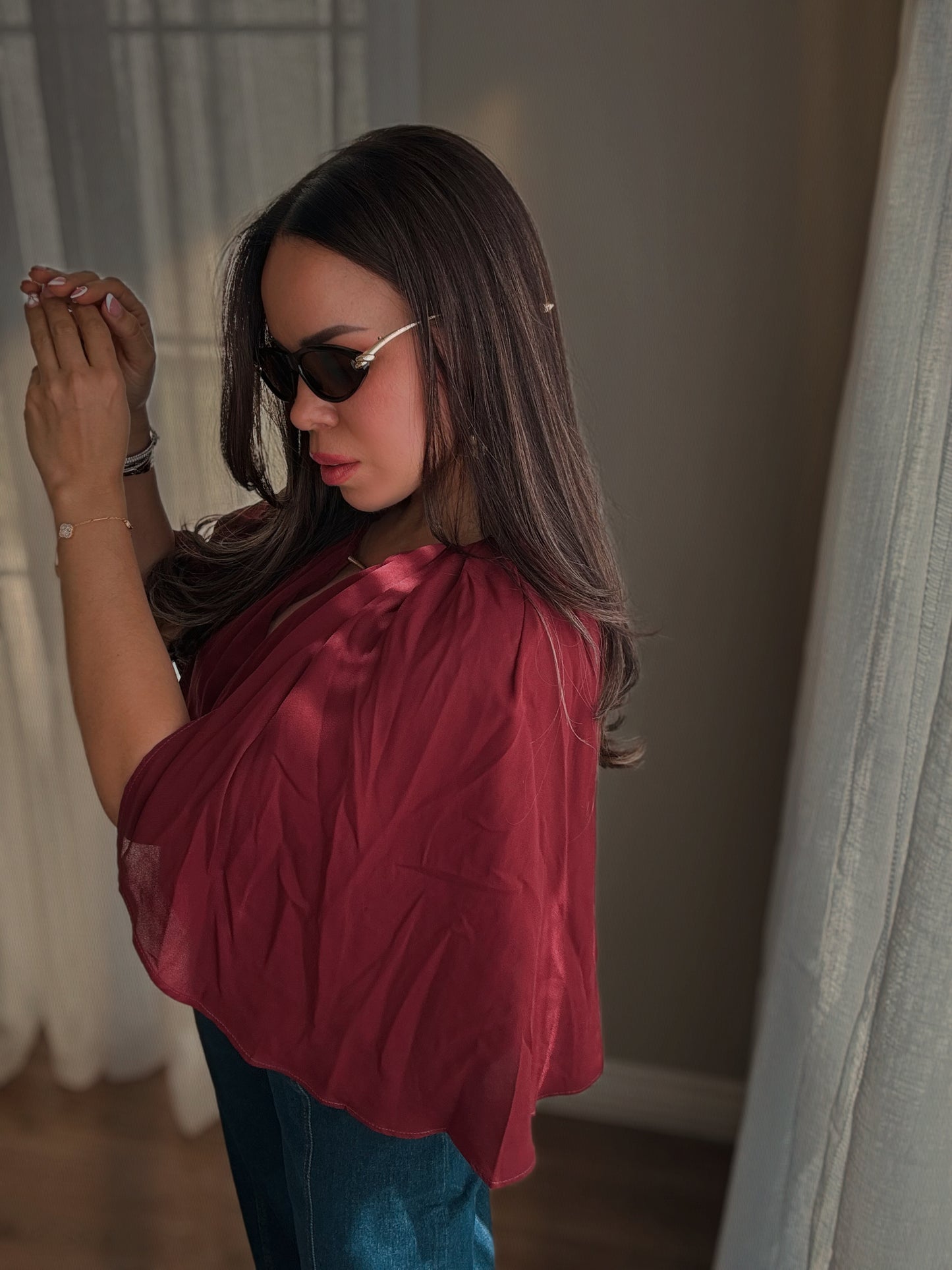 Élan Cape Top | Burgundy