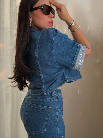 Romy Grommet Denim Set