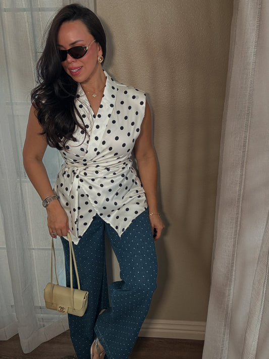*Last XSmall* Polka Dots Denim Pants