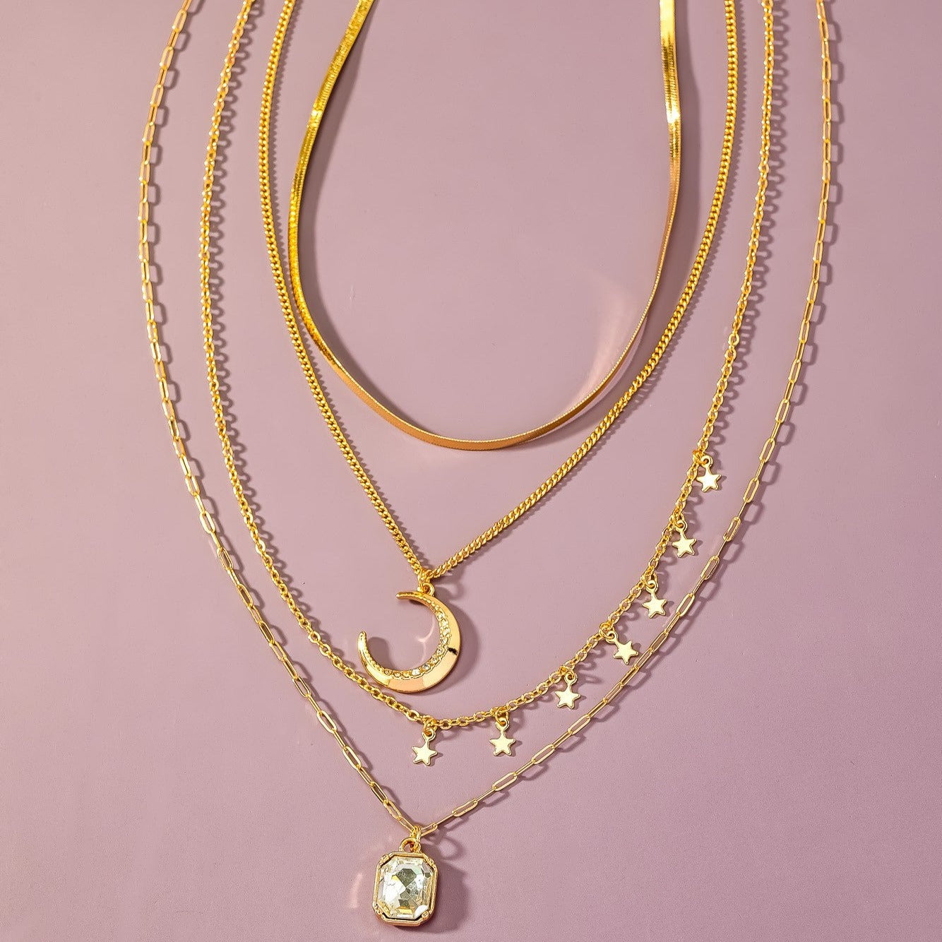 Star & Moon Necklace Set