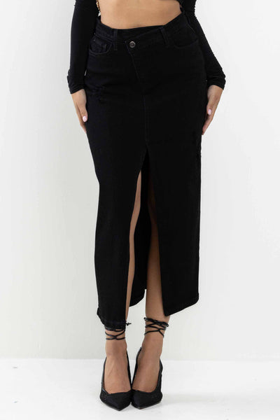 CrissCross Denim Skirt *Black*