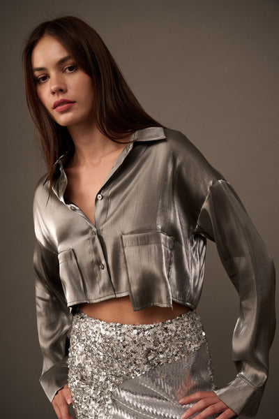 Pollie Metallic Crop Shirt