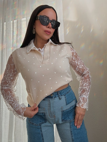 Camille Polka Dot Knit Top