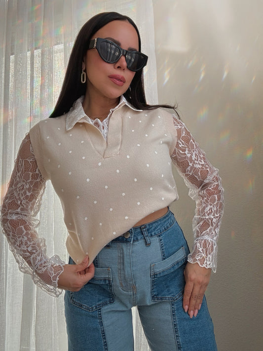 Camille Polka Dot Knit Top