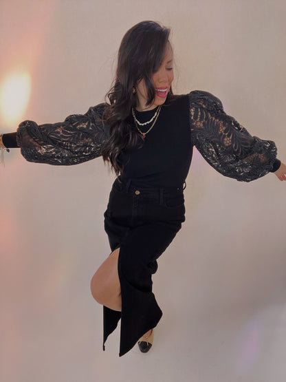 VIBRANT MIU Denim Skirt *Black*