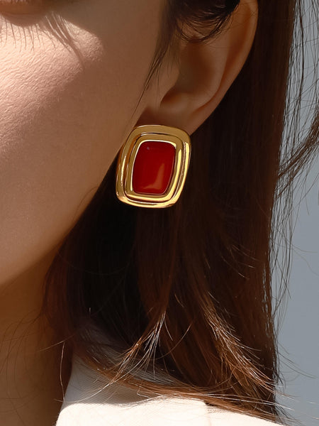 Red Stone Earrings