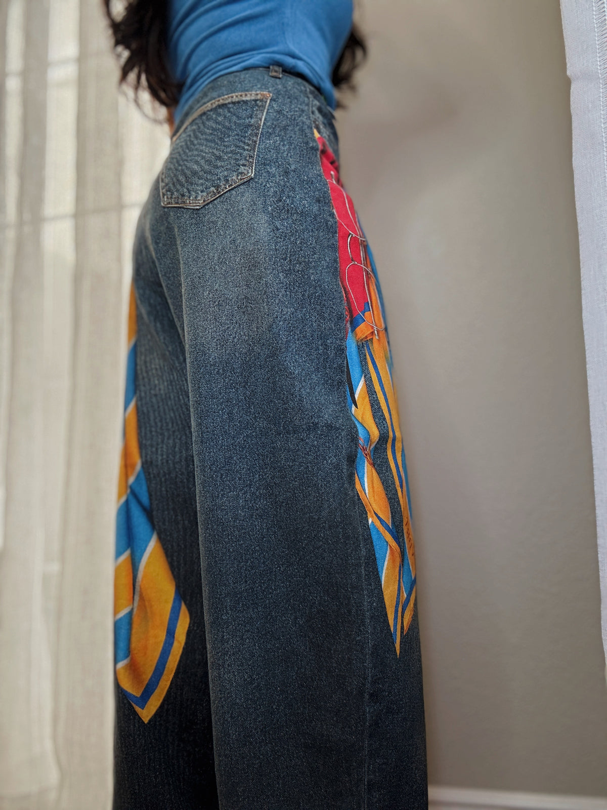 Riviera Scarf Print Barrel Jean