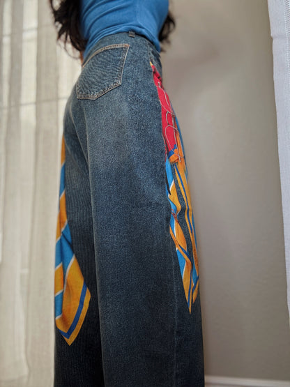 Riviera Scarf Print Barrel Jean