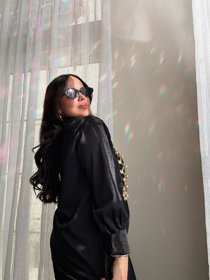 *PRE ORDER* Josephine Pearl Button-Down *BLACK*