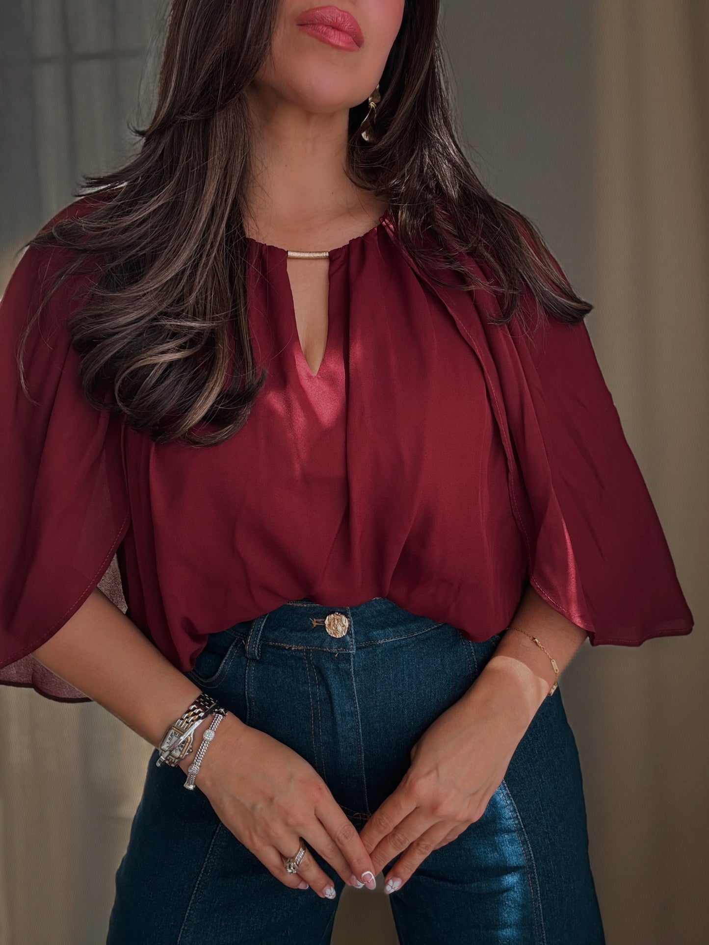 Élan Cape Top | Burgundy