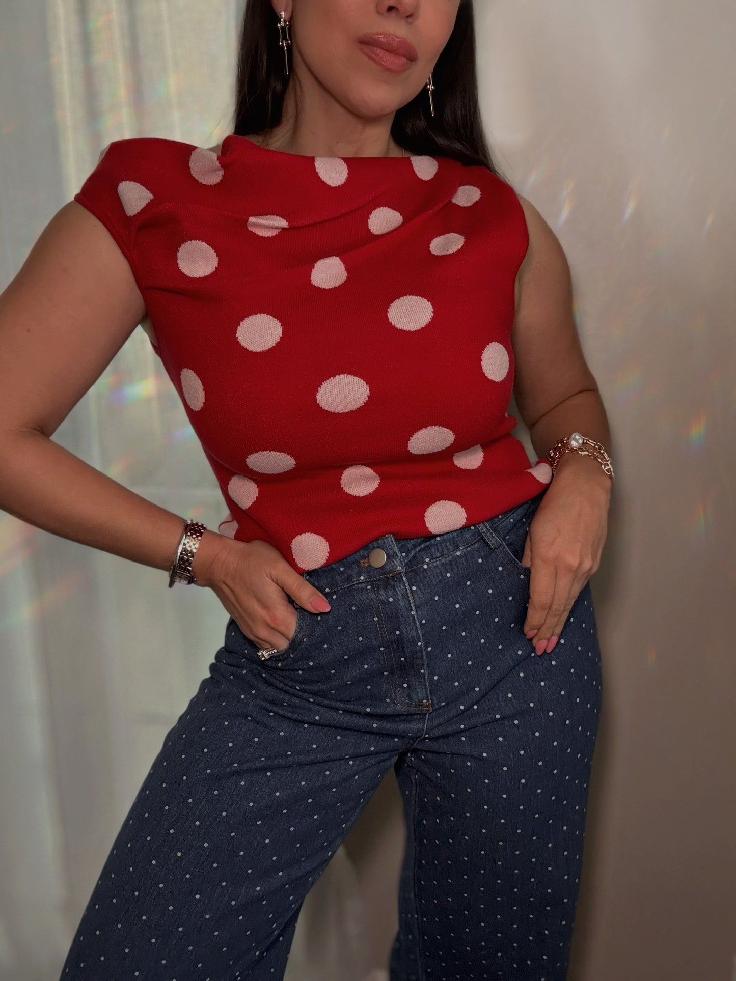 *BACK IN STOCK! Polka Dots Denim Pants