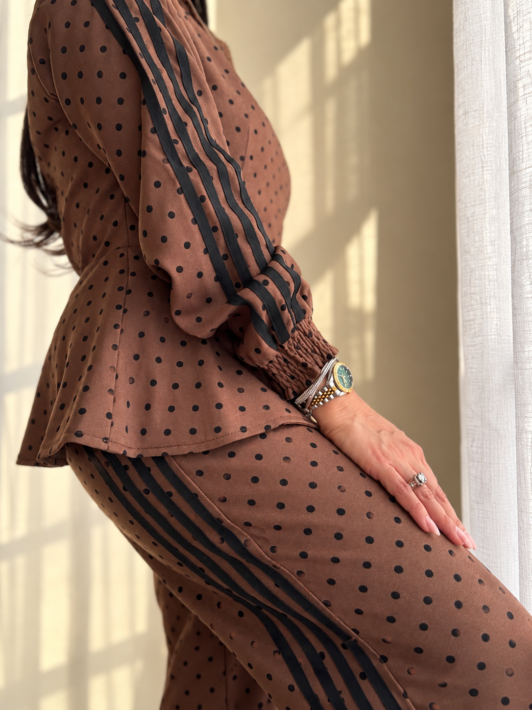 Clara Peplum Set *Brown*