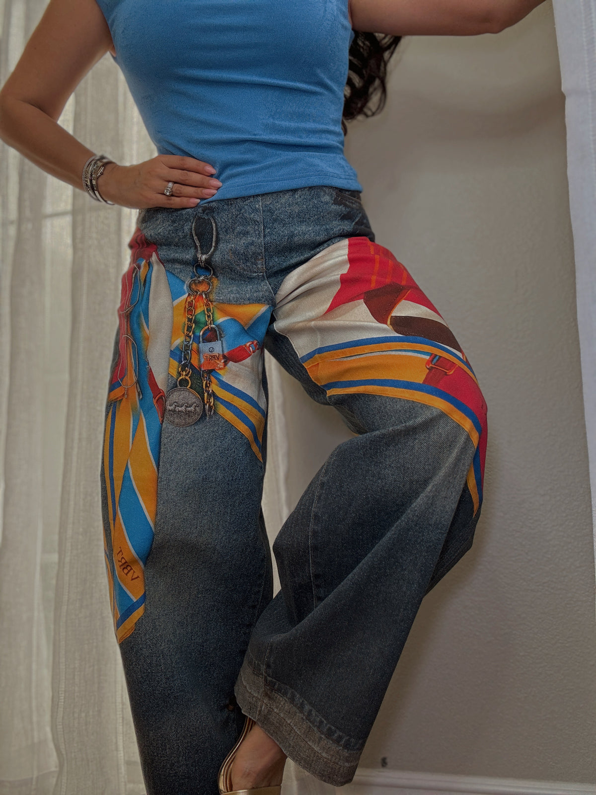 Riviera Scarf Print Barrel Jean