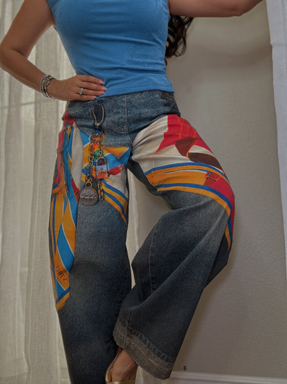 Riviera Scarf Print Barrel Jean