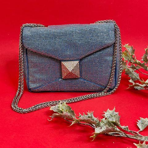 Rhinestone Denim Clutch