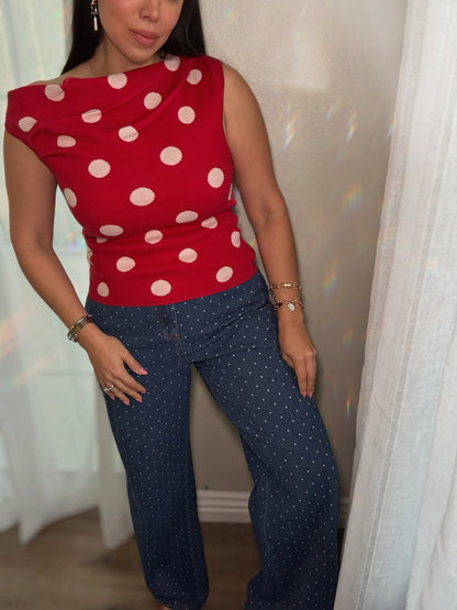 *BACK IN STOCK! Polka Dots Denim Pants