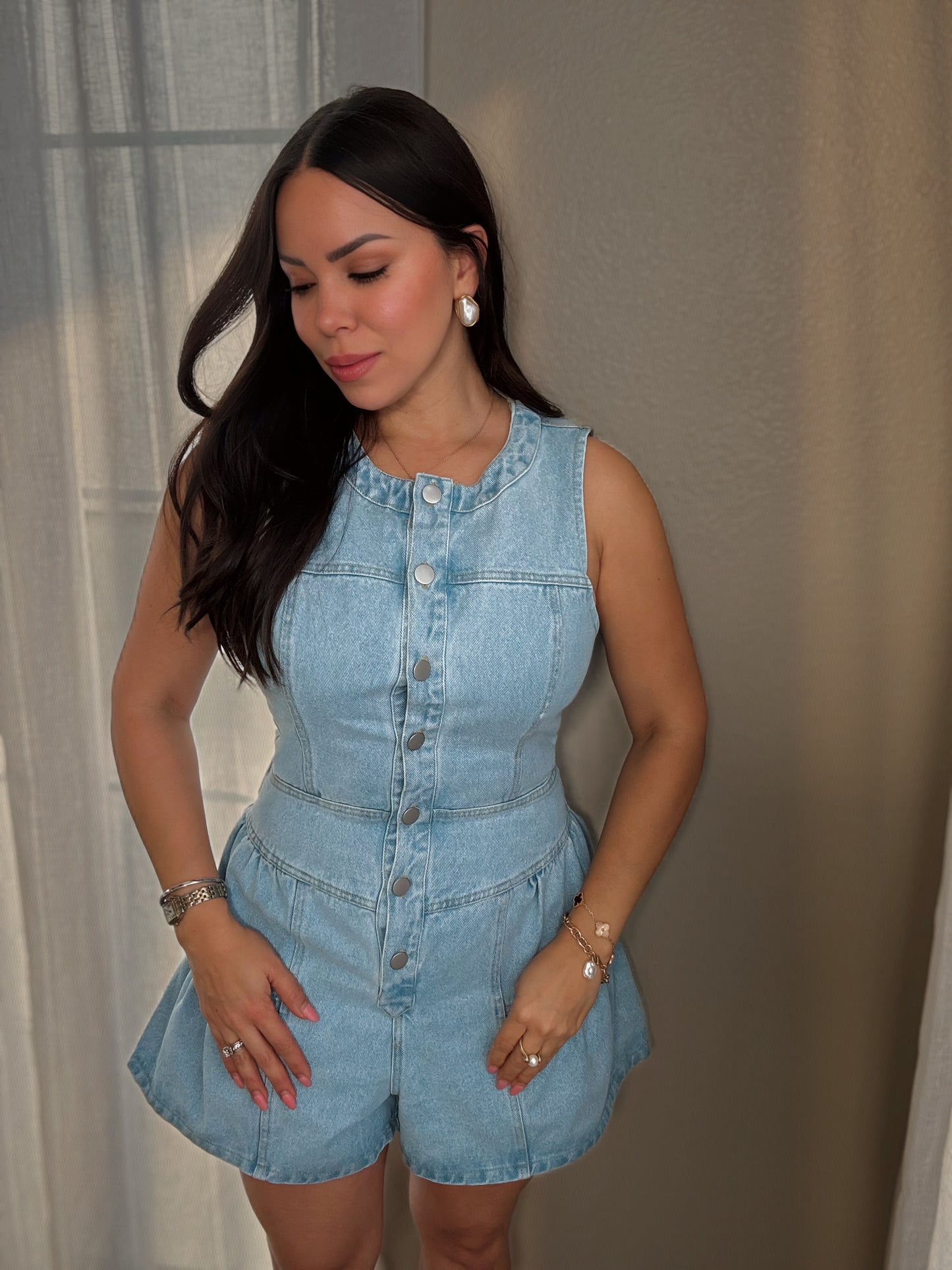 Jade Denim Romper