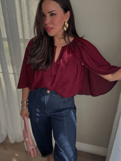 Élan Cape Top | Burgundy