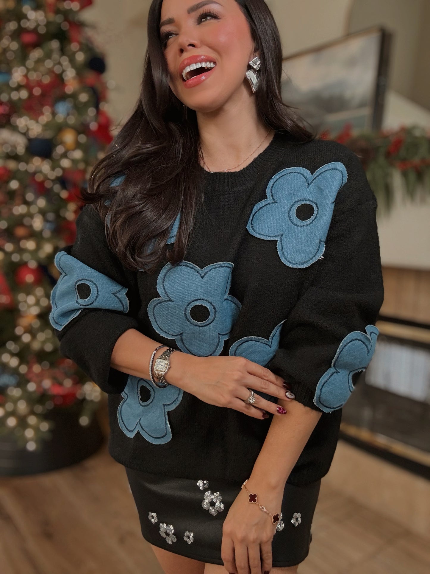 Elodie Floral Sweater *BLACK*