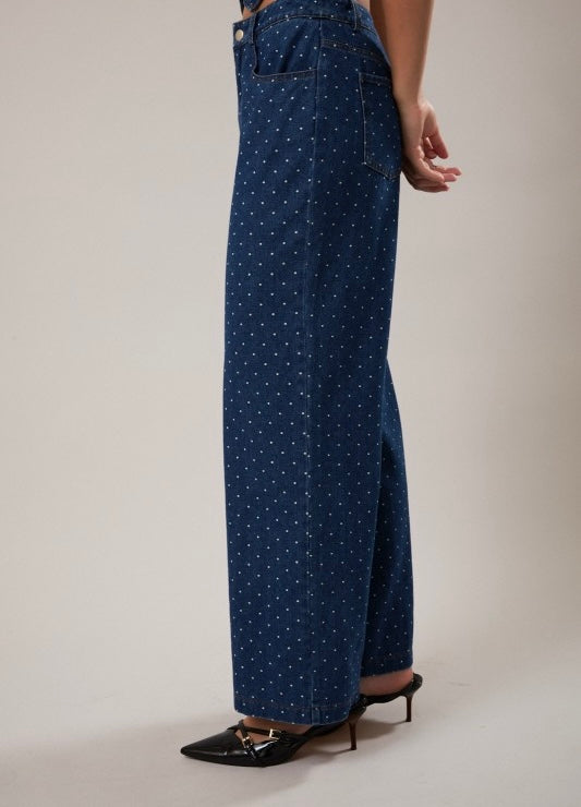 *BACK IN STOCK! Polka Dots Denim Pants
