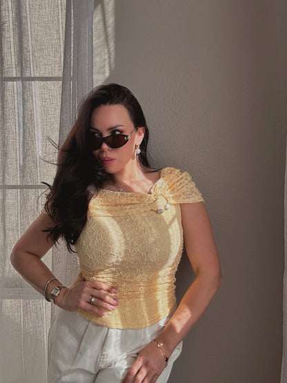 Aurora Lace Statement Top *Yellow*