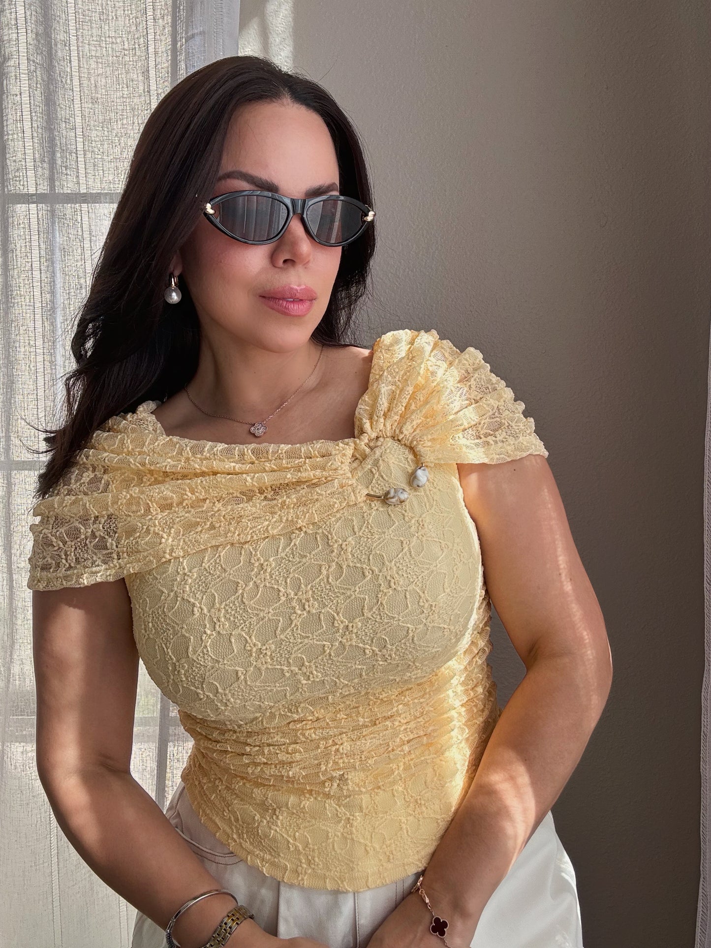 top lace femenino off shoulder elegante