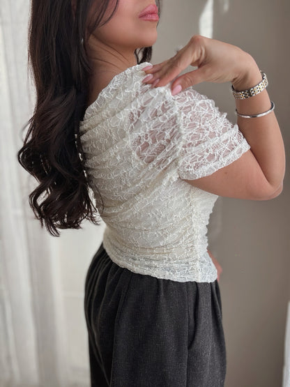top lace femenino off shoulder elegante