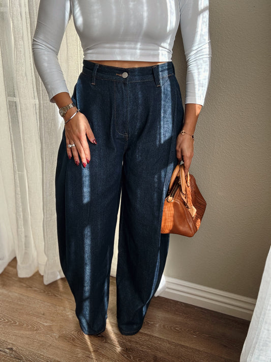 Jen Pleated Denim Pants