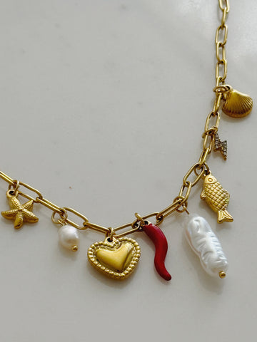 Pepper and Fish Charms Necklace
