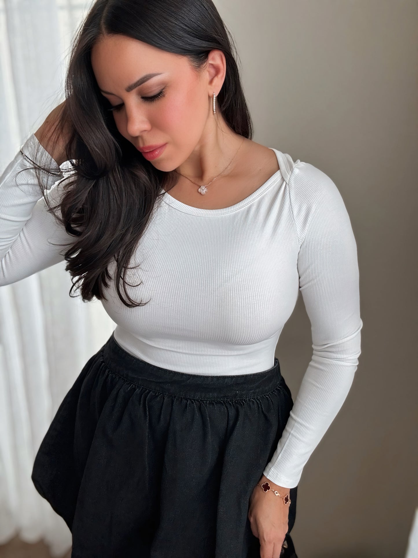 White Boat Neck Bodysuit