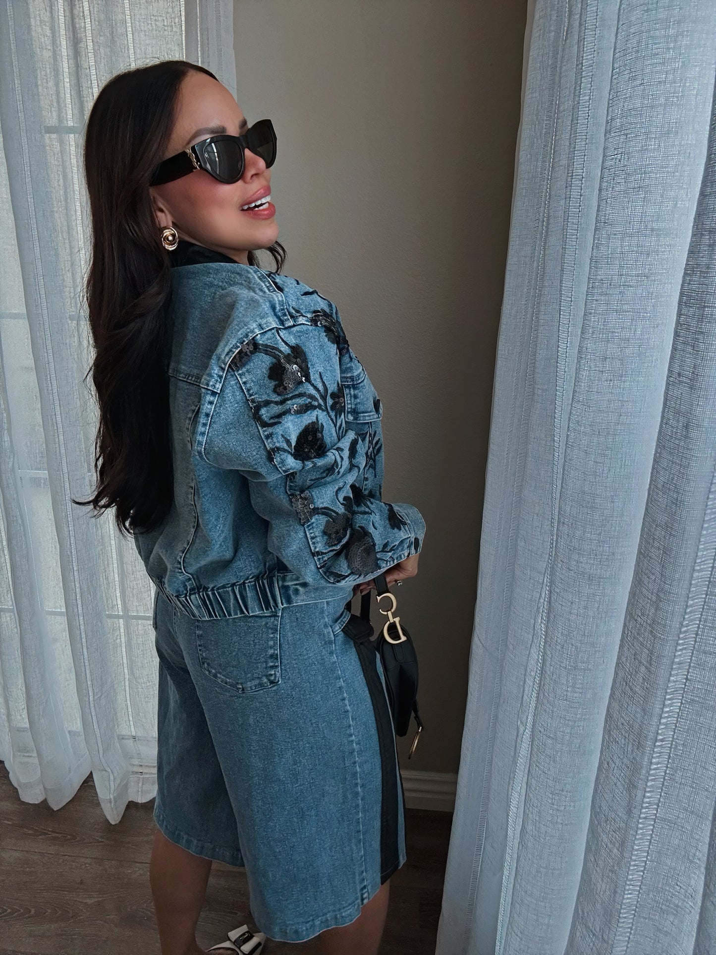 The Verona Embroidered Denim Set