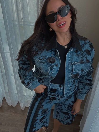 The Verona Embroidered Denim Set