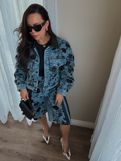 The Verona Embroidered Denim Set