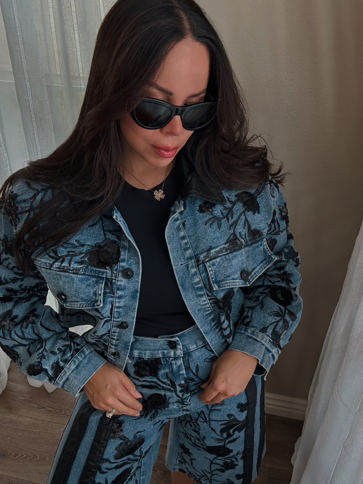 The Verona Embroidered Denim Set