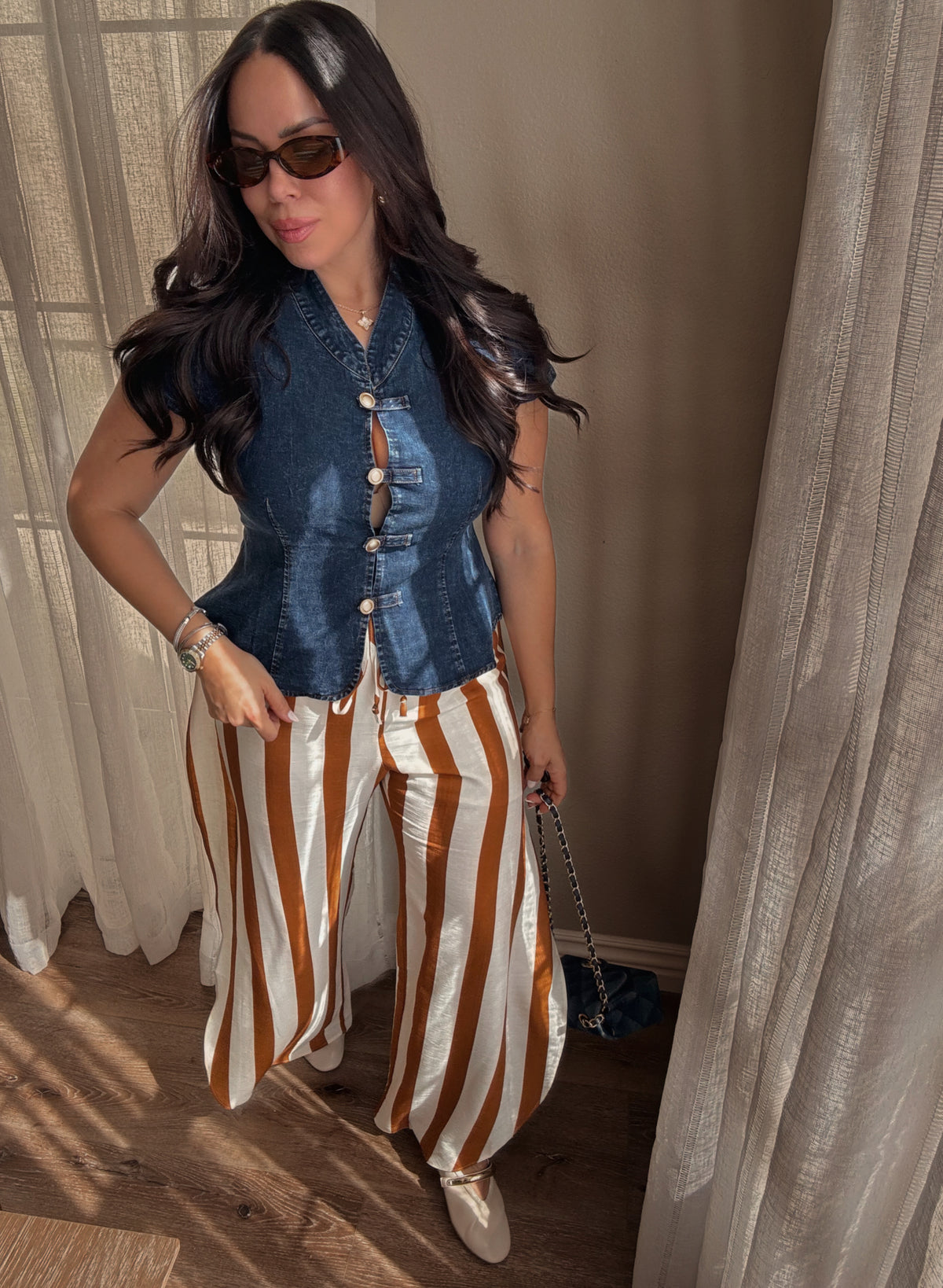 Molly Peplum Top *DARK DENIM*