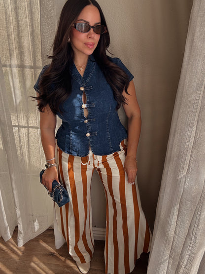 Molly Peplum Top *DARK DENIM*