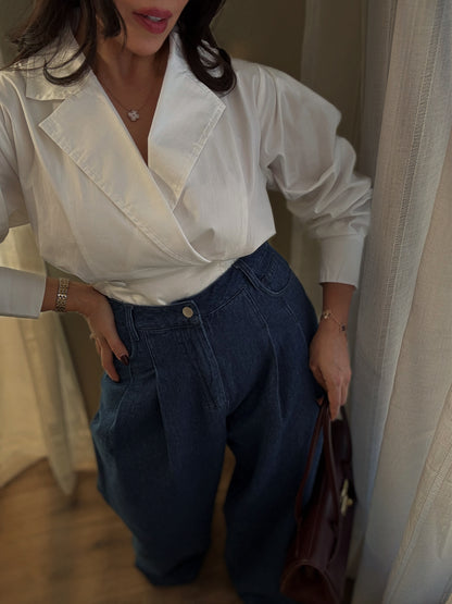 Zoie Pleated Denim Pants