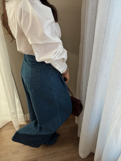 Zoie Pleated Denim Pants