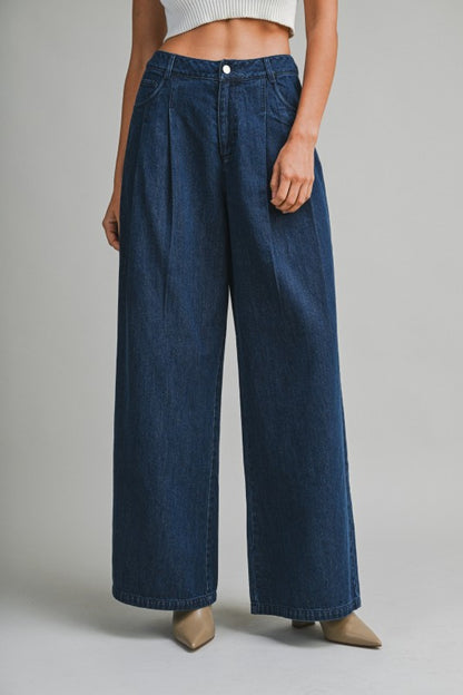 Zoie Pleated Denim Pants