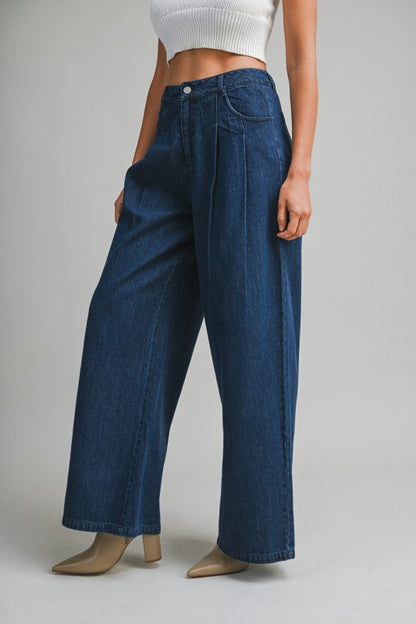 Zoie Pleated Denim Pants