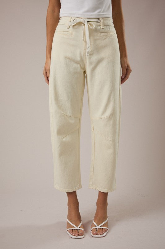 *Last SMALL* Cream Barrel Jeans
