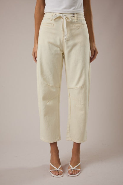 *Last SMALL* Cream Barrel Jeans