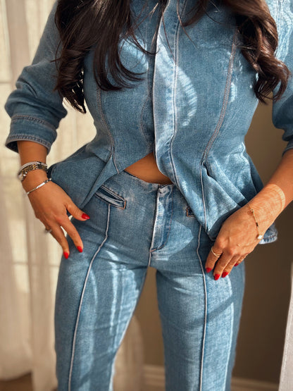 Alessia Peplum Denim Set