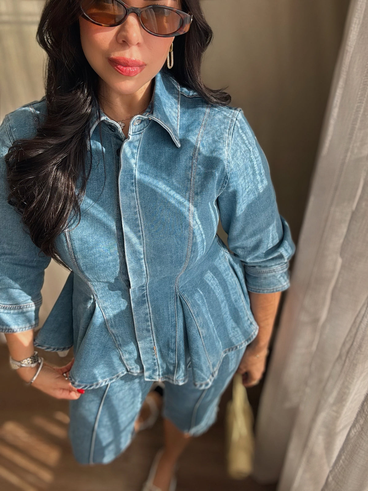 Alessia Peplum Denim Set