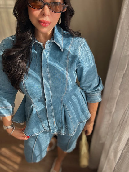 Alessia Peplum Denim Set