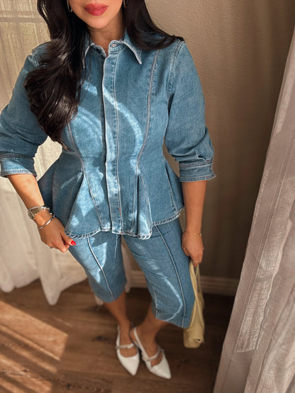 Alessia Peplum Denim Set